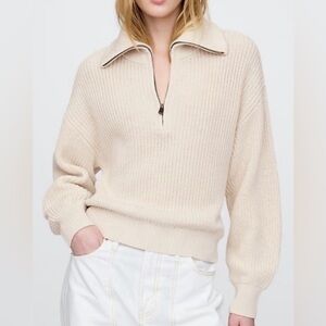 GAP 100% Cotton Beige Half-Zip Pullover Sweater (Size XS)